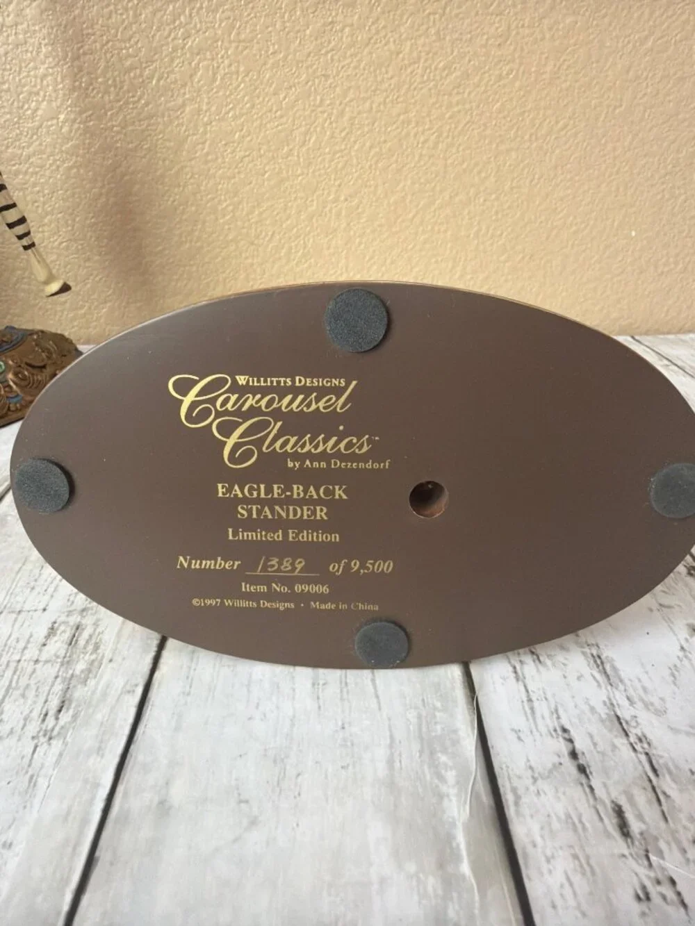 Set of 3 Willitts Carousel Classics Ann Dezendorf Ltd Ed Horse Zebra Eagle Back - Picture 7 of 16